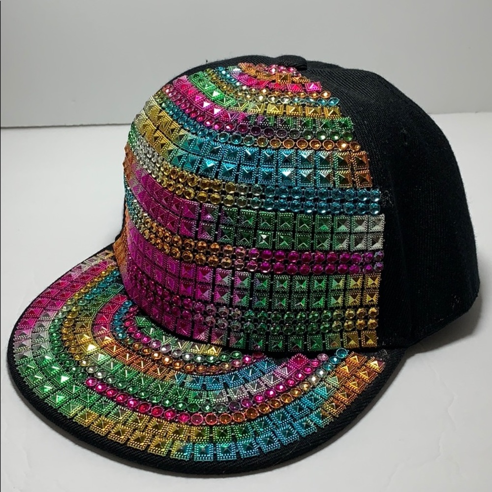 Black Snapback With Multi-Colored Studs - image 3